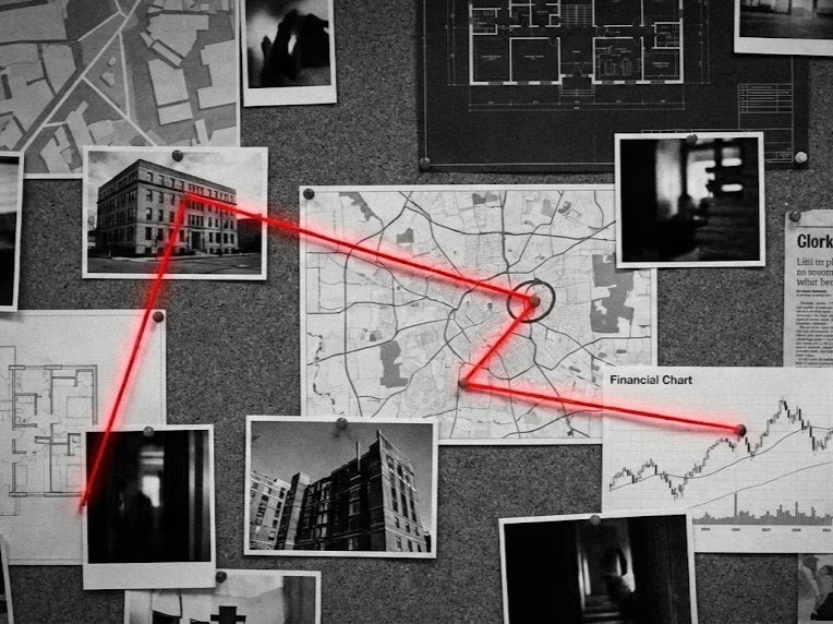 Investigation board connecting the dots